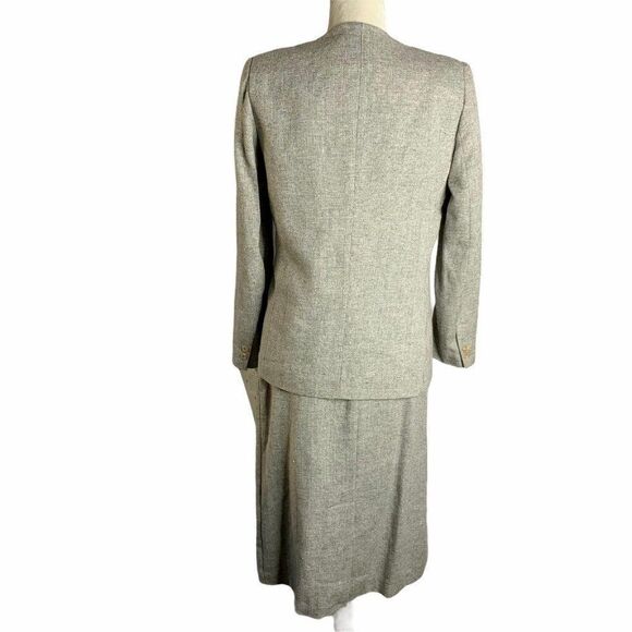 Vintage Linen Blazer Skirt Suit Set Size S Grey - Picture 5 of 10